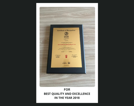 Quality and Excellence Award In 2018